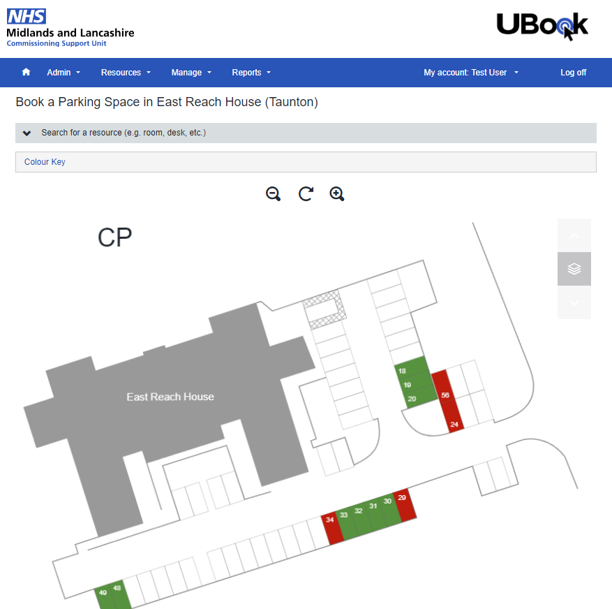 UBook system car park view of available spaces